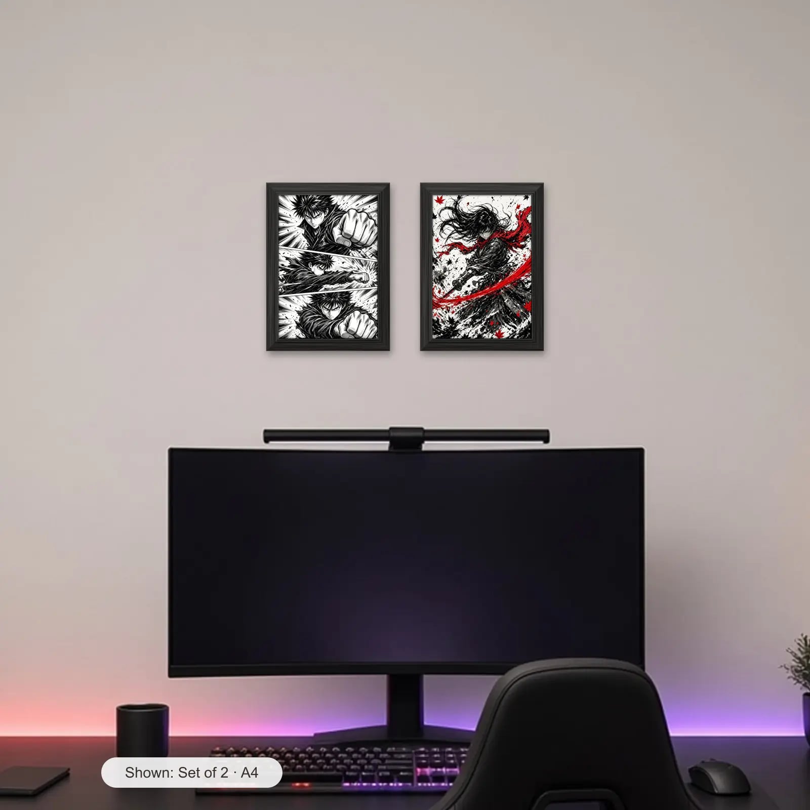 Manga Ink Set of 2 above a gaming desk