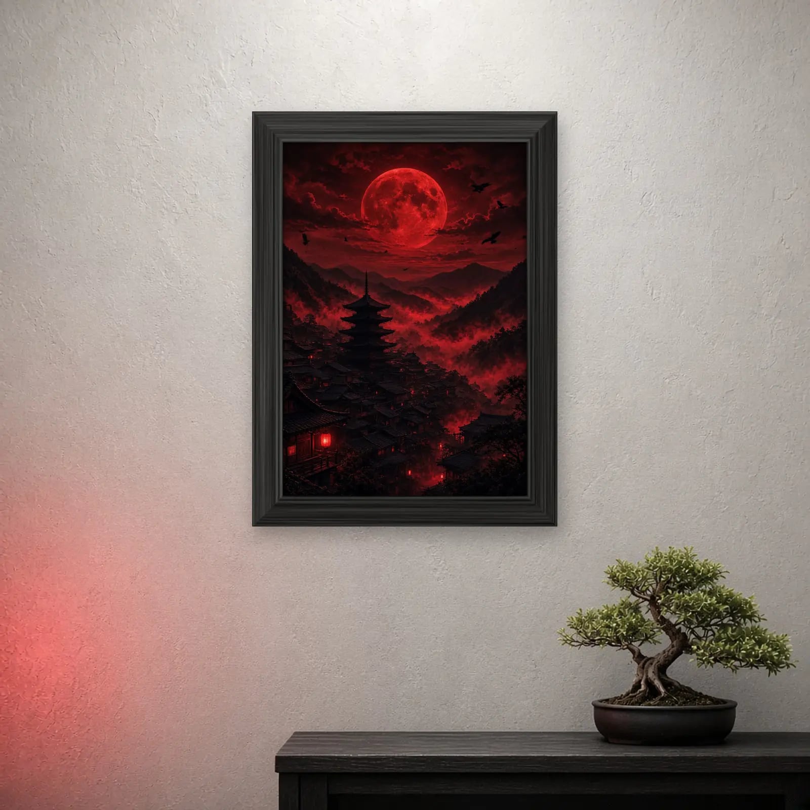 Blood Moon Village Frame, part of the Crimson Moon Set of 3