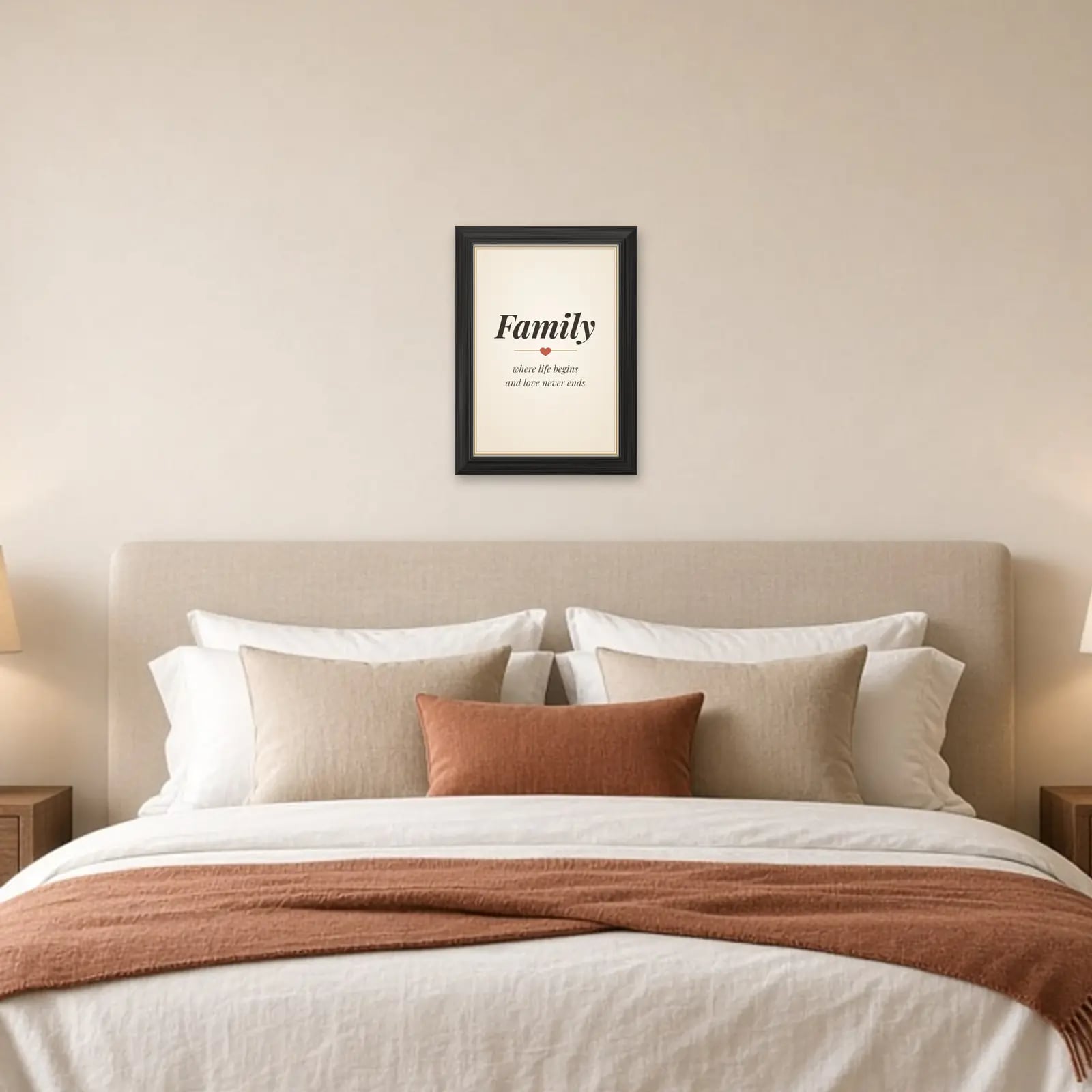 Family Quote Frame above a bed
