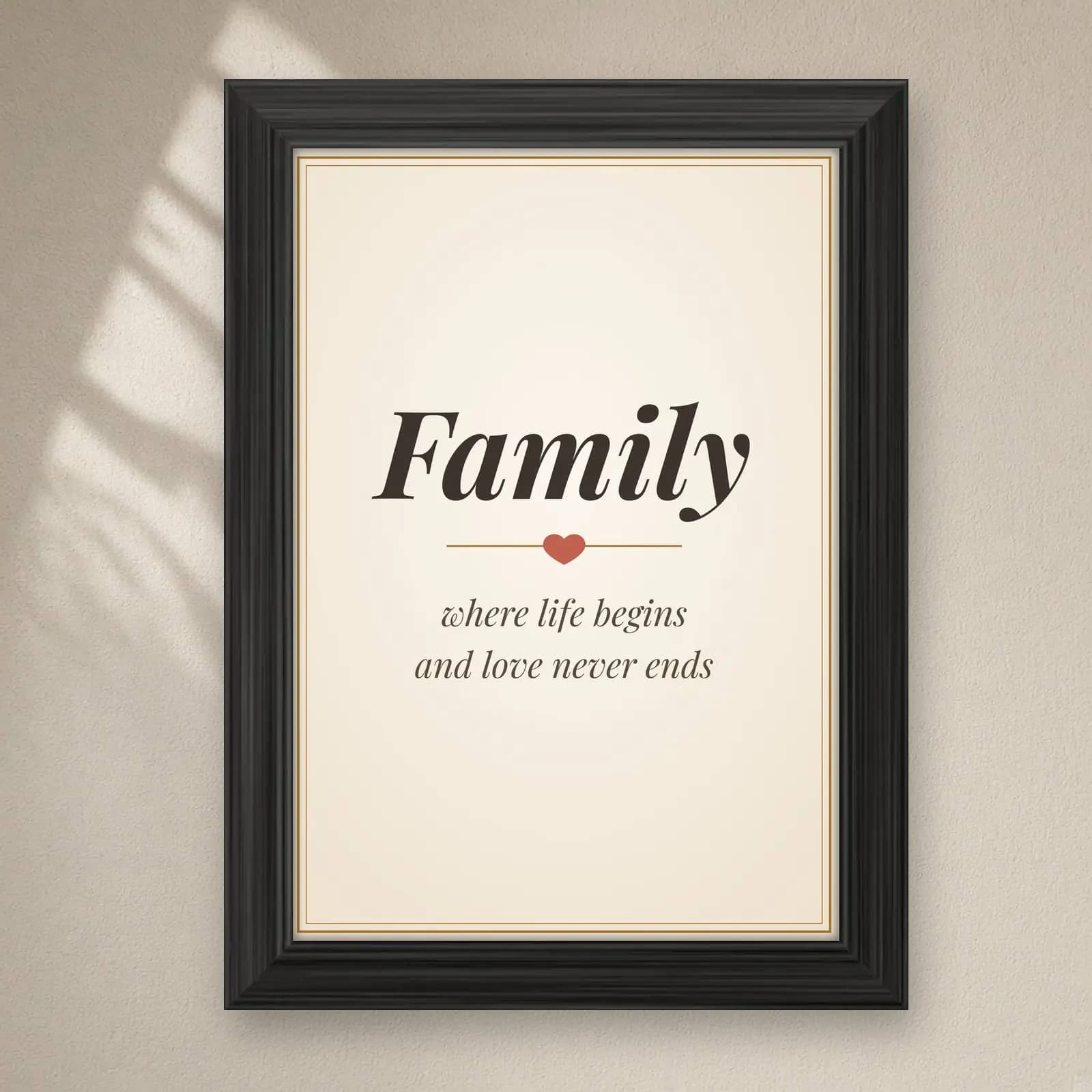 Family Quote Frame on a plain wall