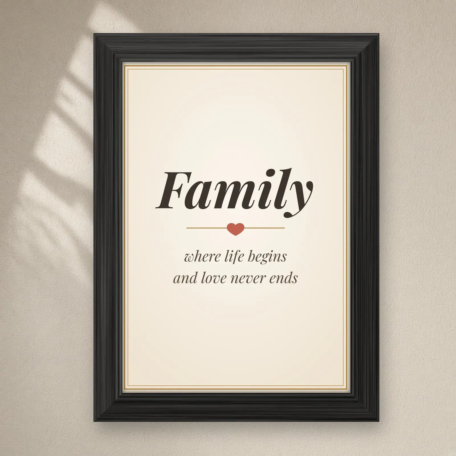 Family Quote Frame on a plain wall