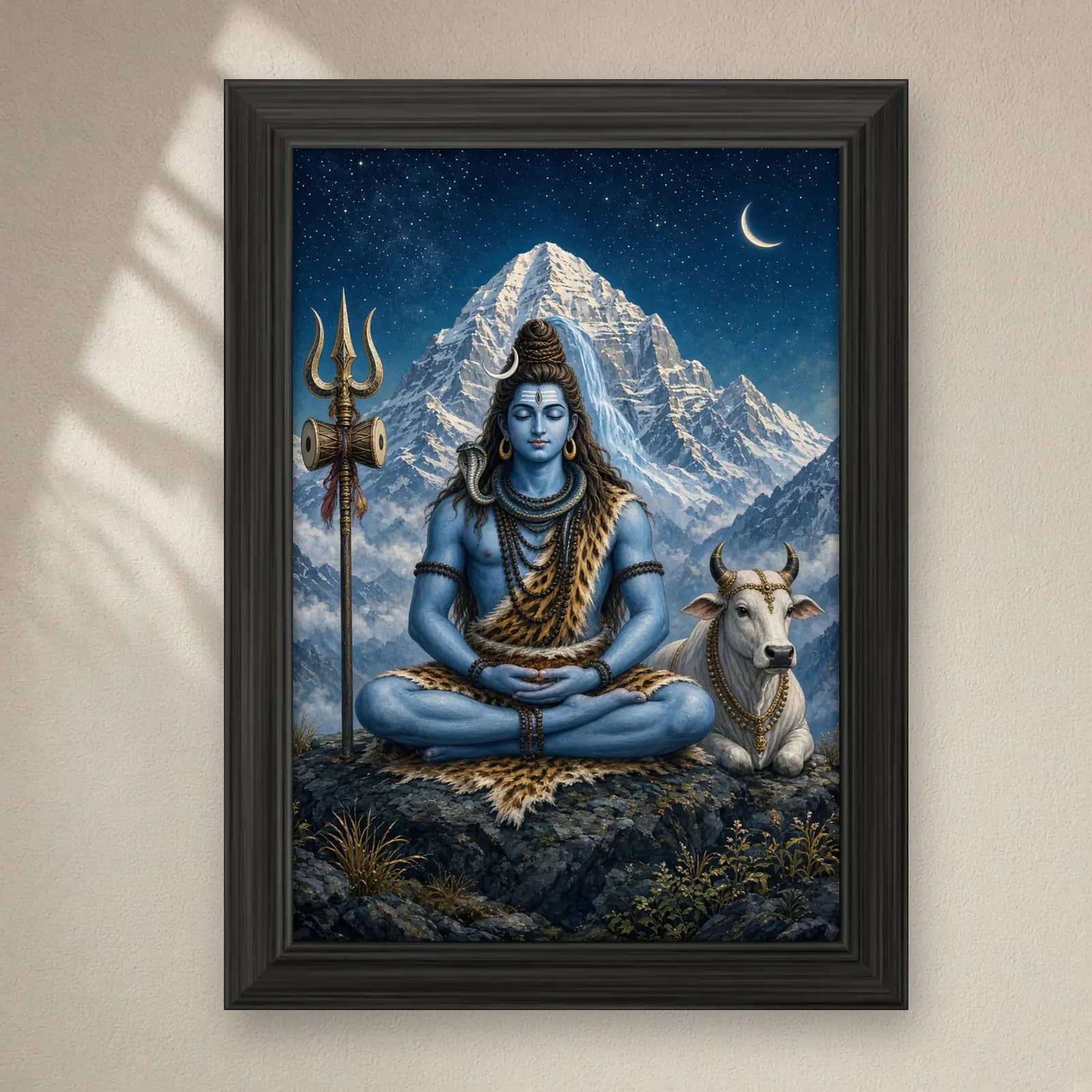 Shiv Ji Frame on a plain wall