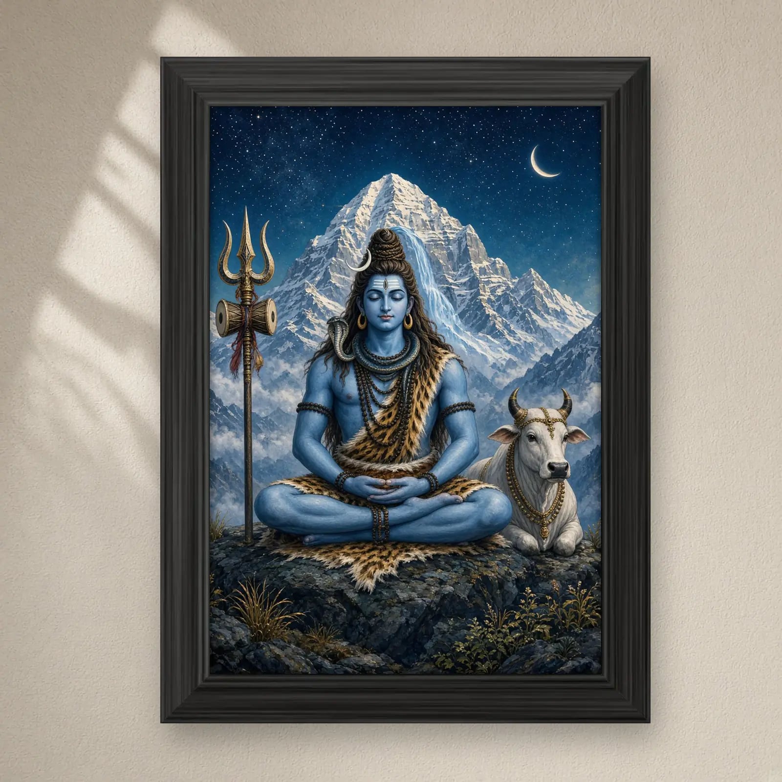 Shiv Ji Frame on a plain wall