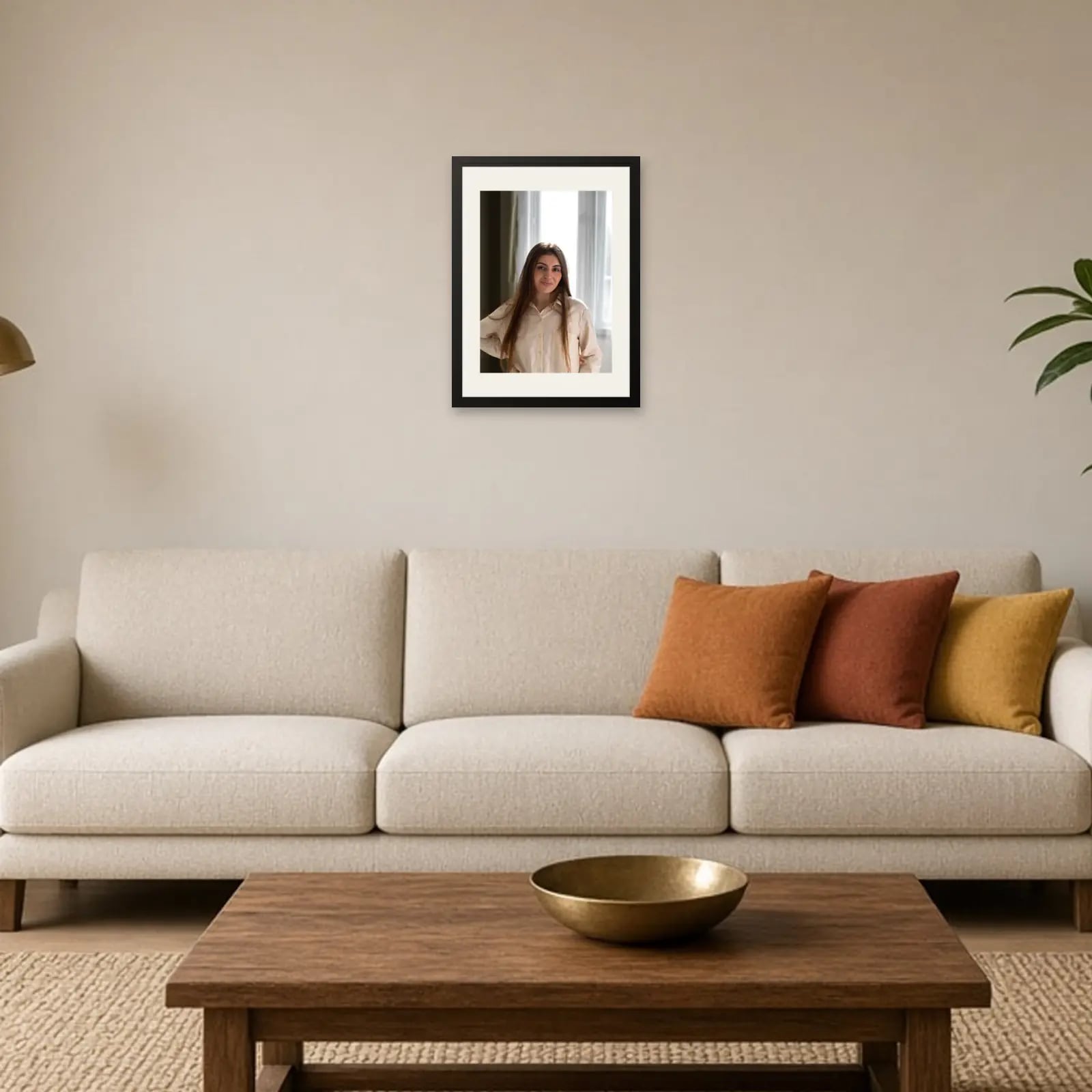 Personalised Single Photo Frame above a sofa