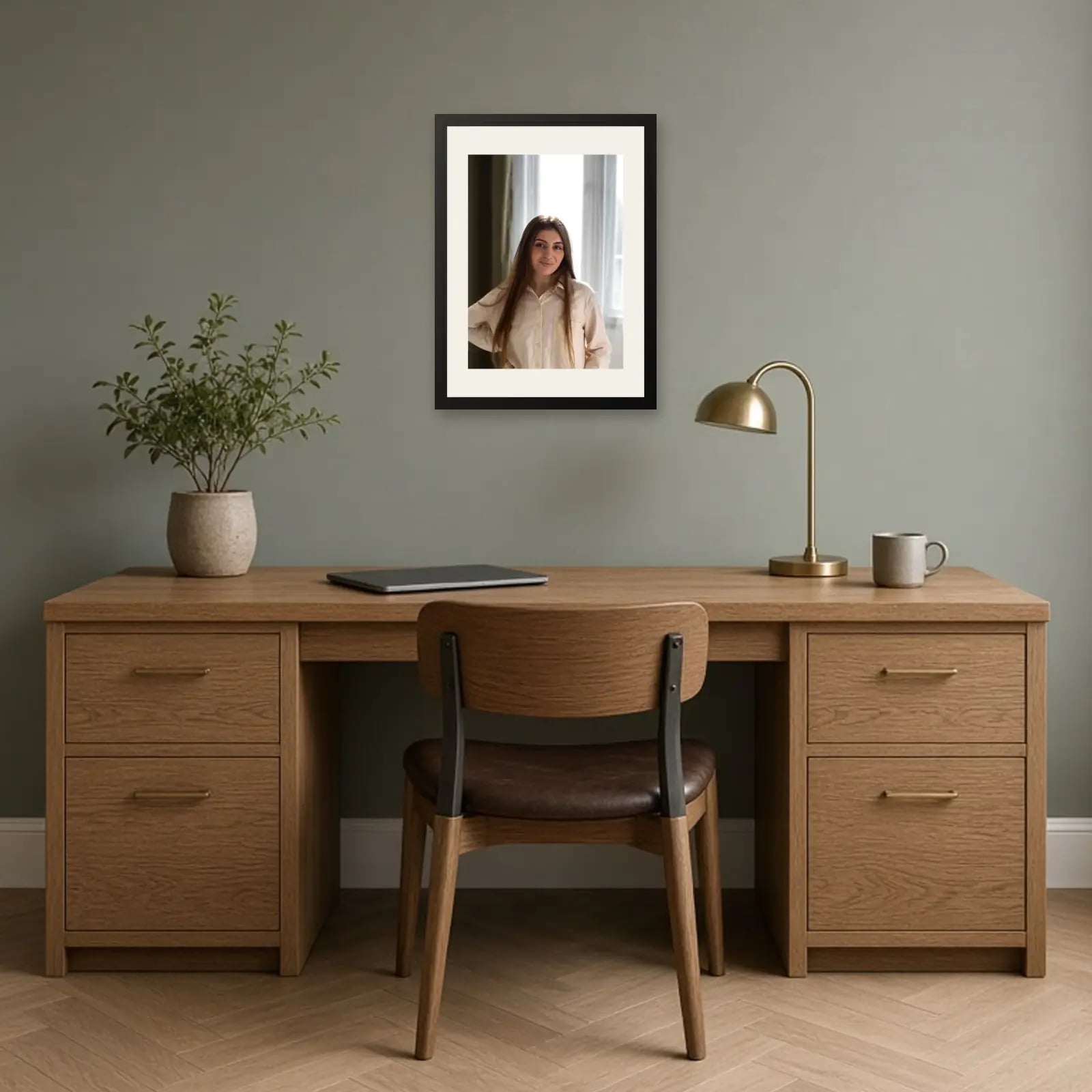 Personalised Single Photo Frame above a desk