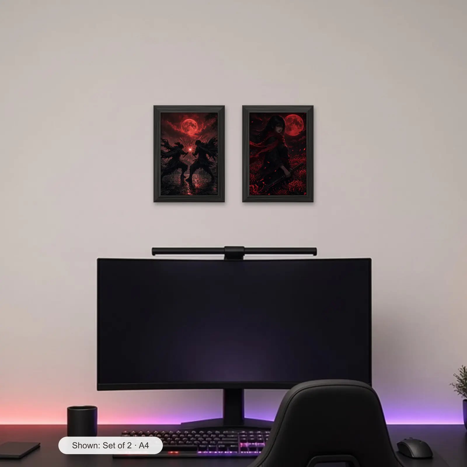 Crimson Duel Set of 2 above a gaming desk