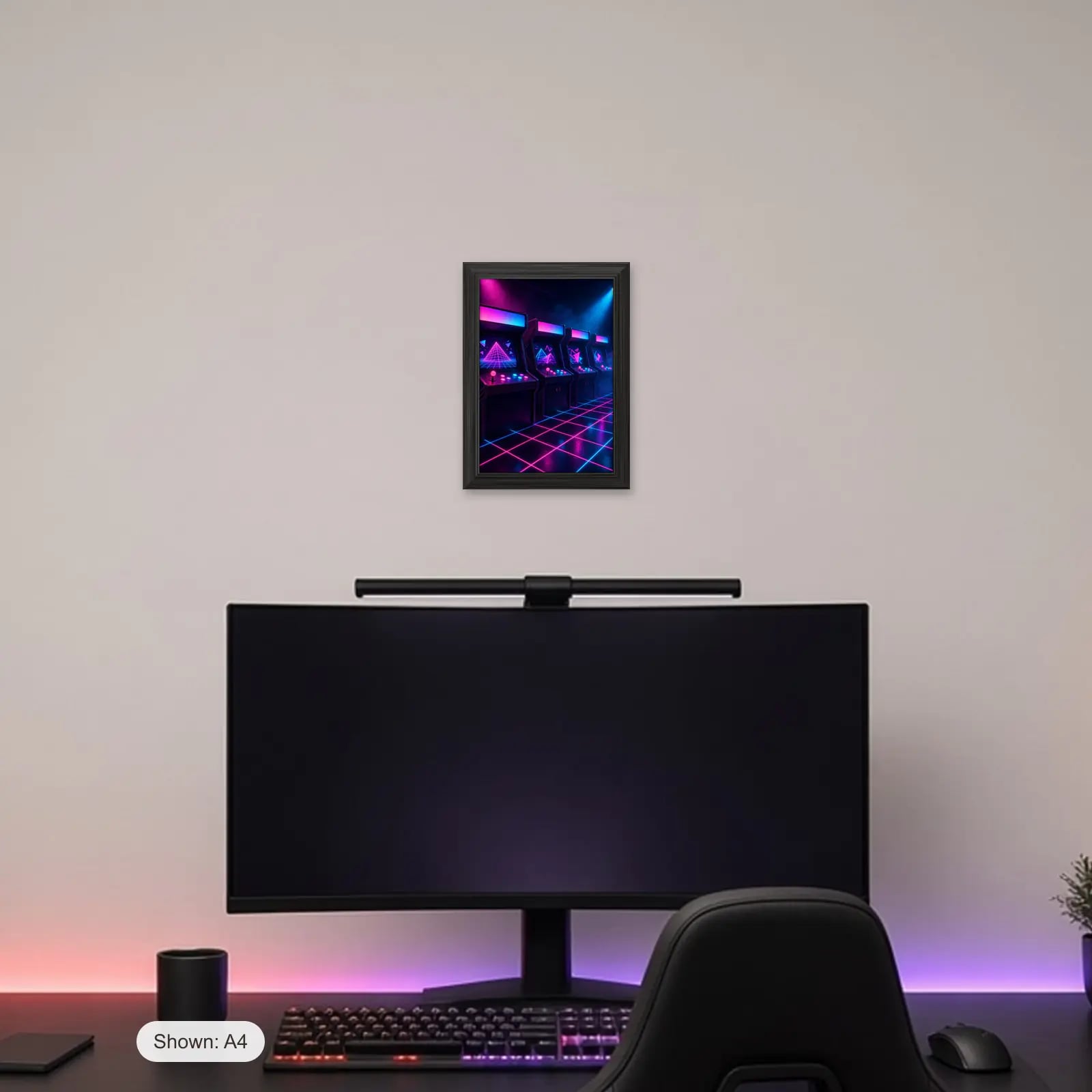 Respawn Arcade Gaming Frame above a gaming desk