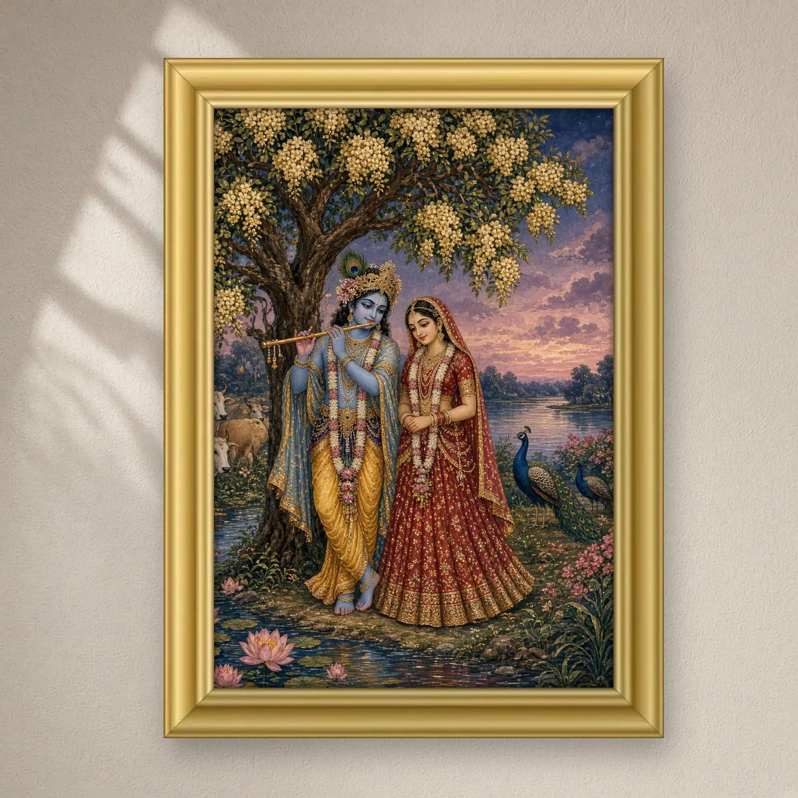 Radha Krishna Frame on a plain wall