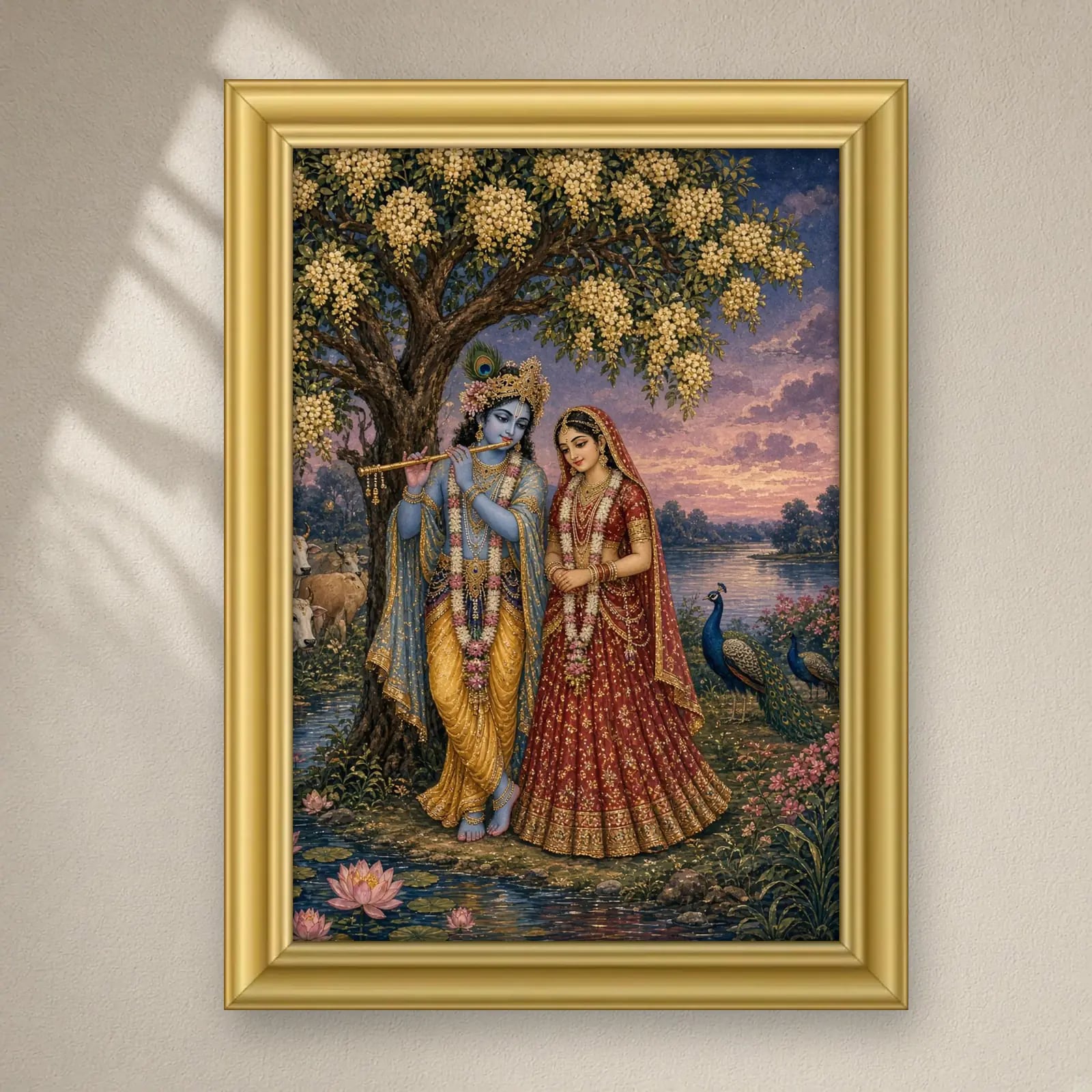 Radha Krishna Frame on a plain wall