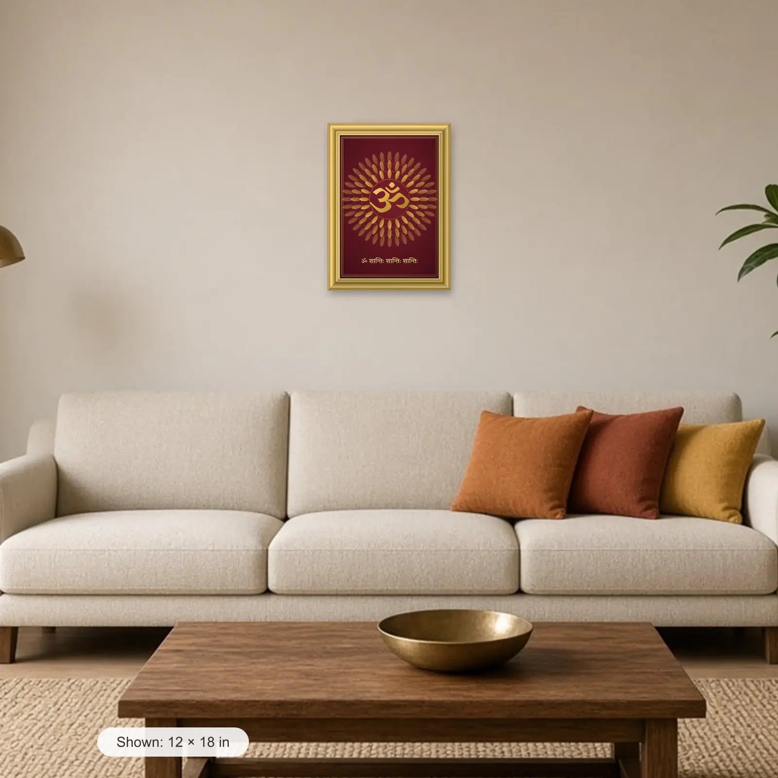 Om Mandala Frame above a sofa