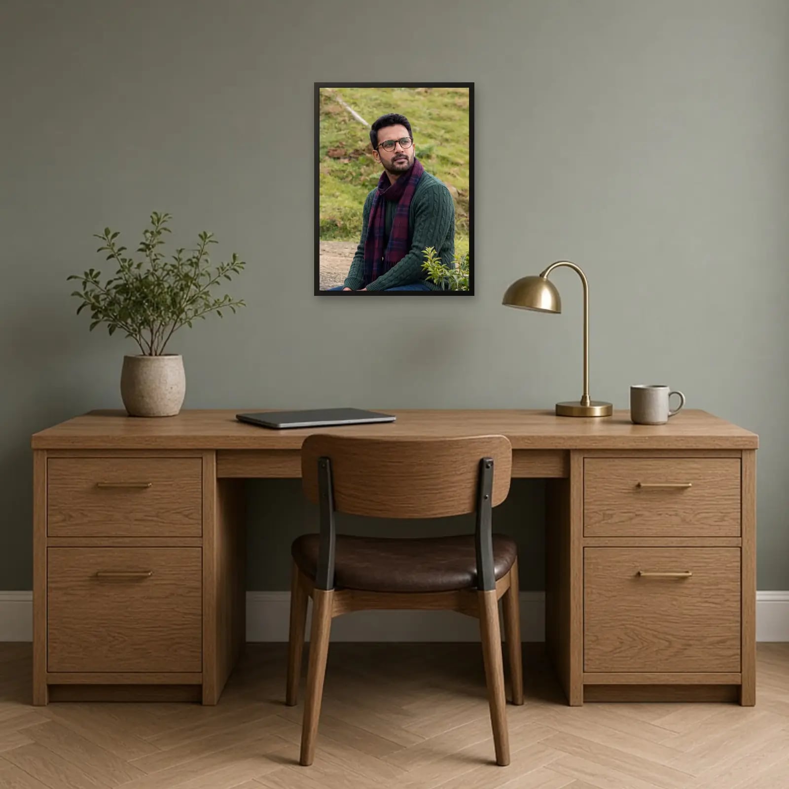 Full Photo Frame — Portrait above a desk