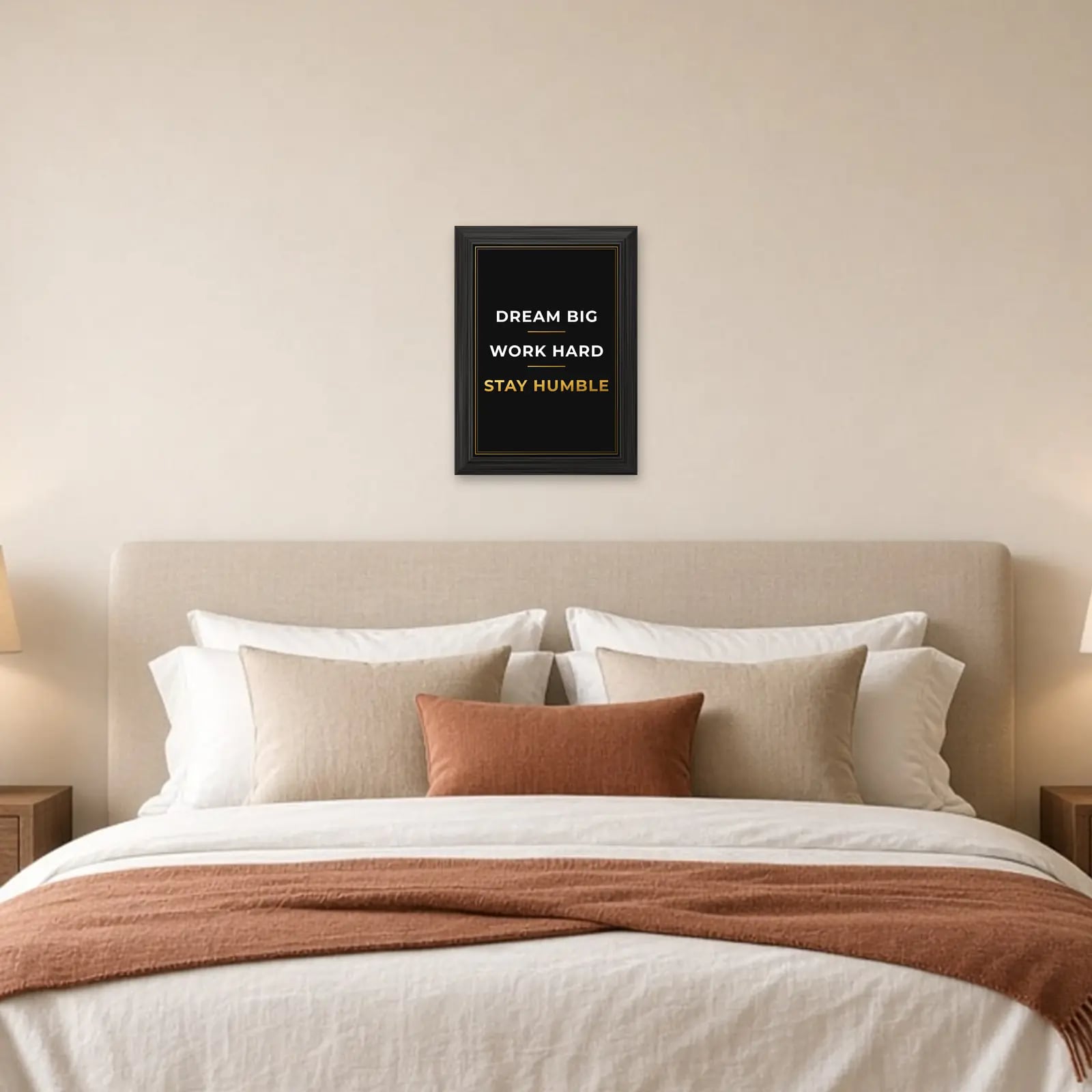 Dream Big Quote Frame above a bed