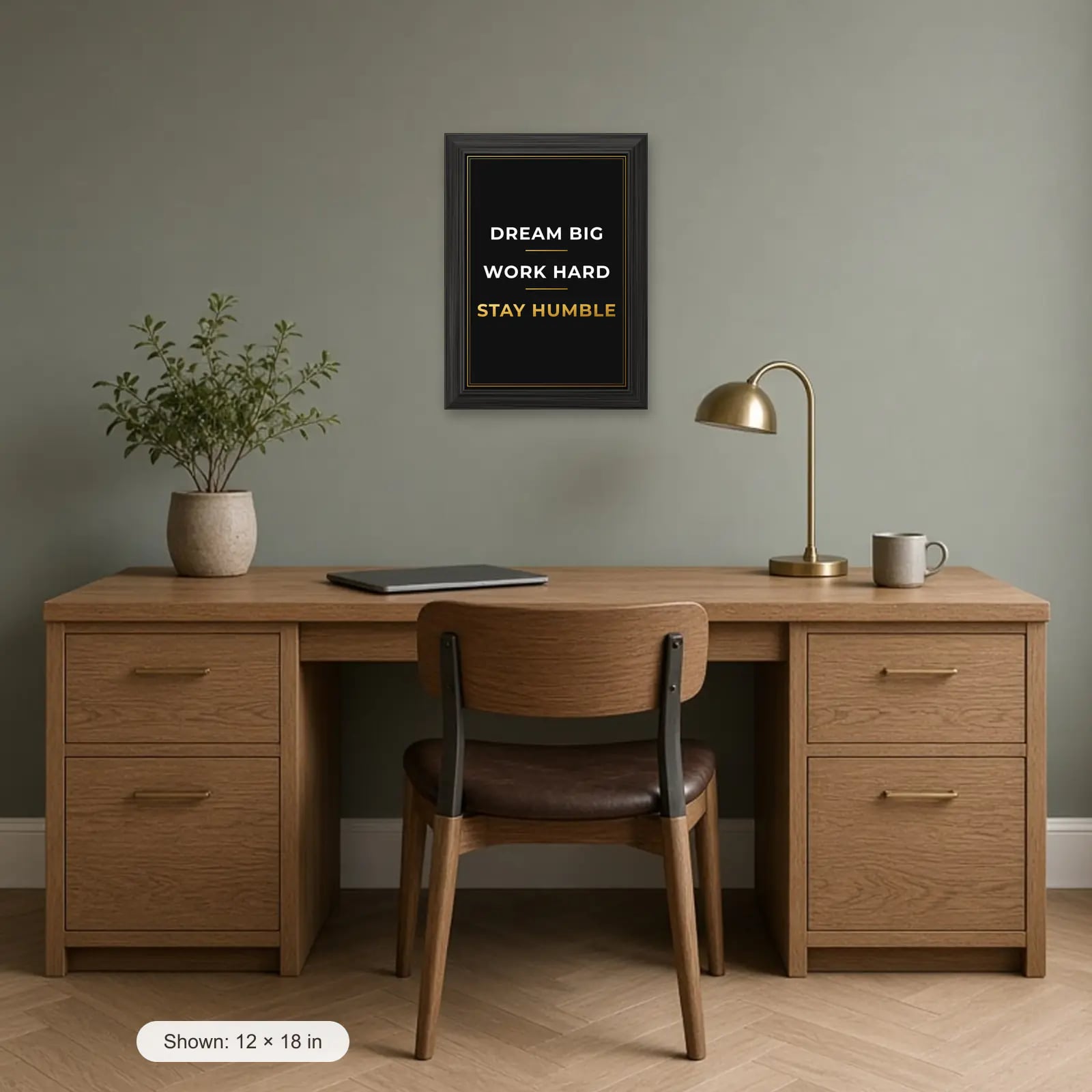 Dream Big Quote Frame above a desk