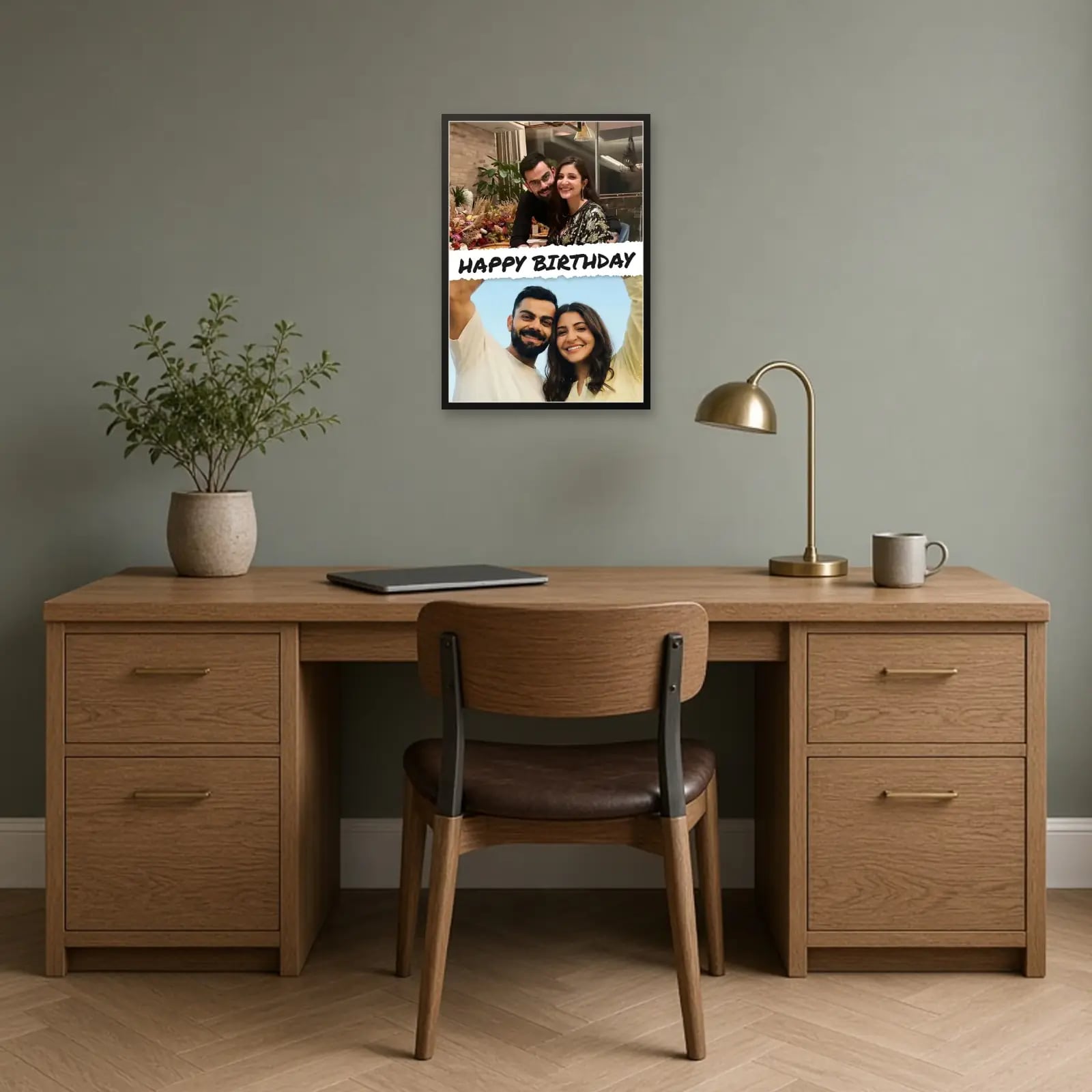 collage above a desk