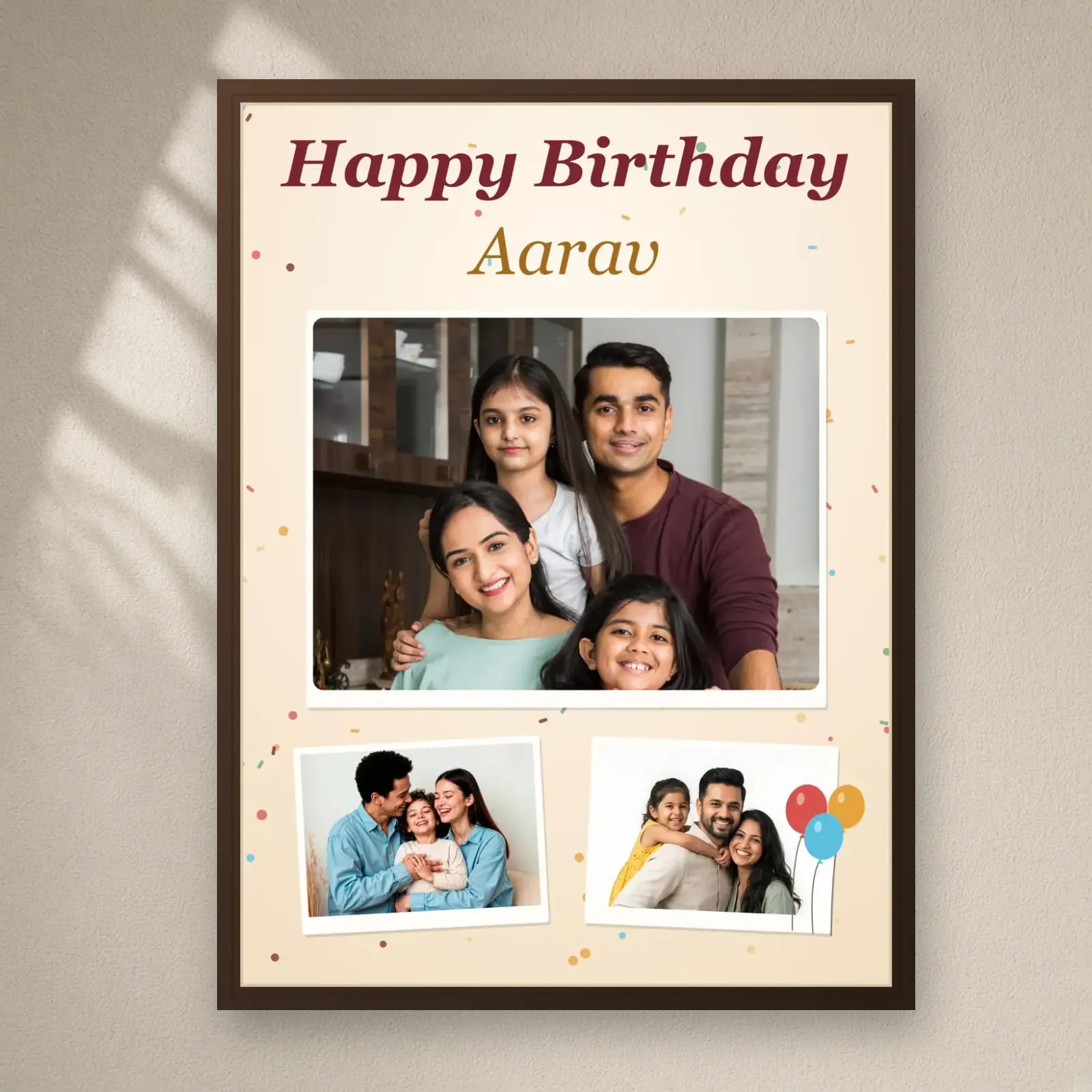 Happy Birthday Frame with Name on a plain wall