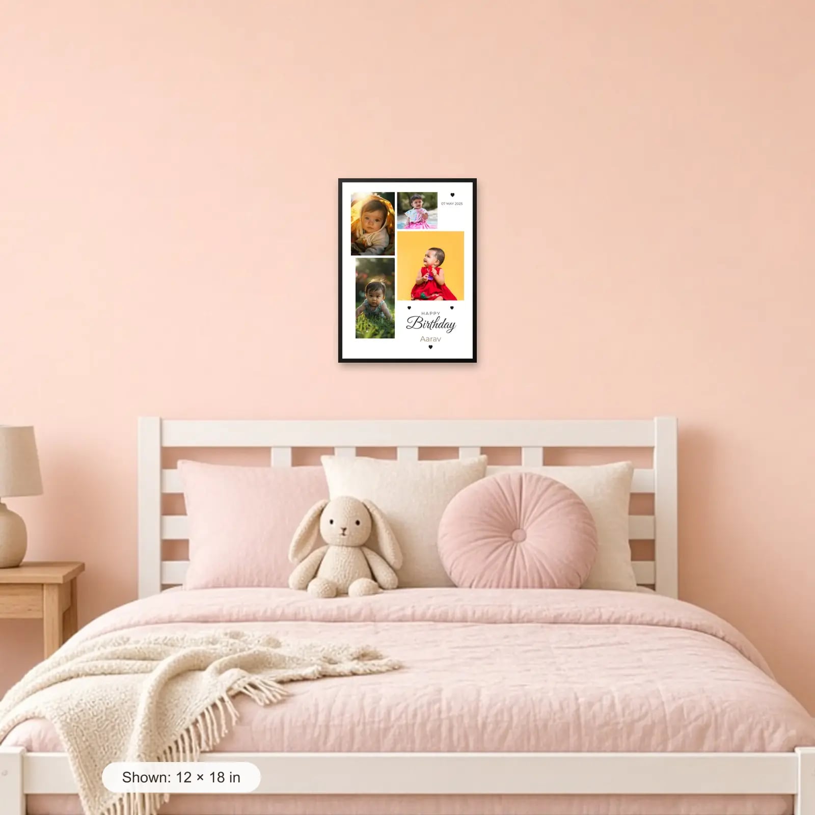 Baby Birthday Collage Frame — 4 Photos in a kids room