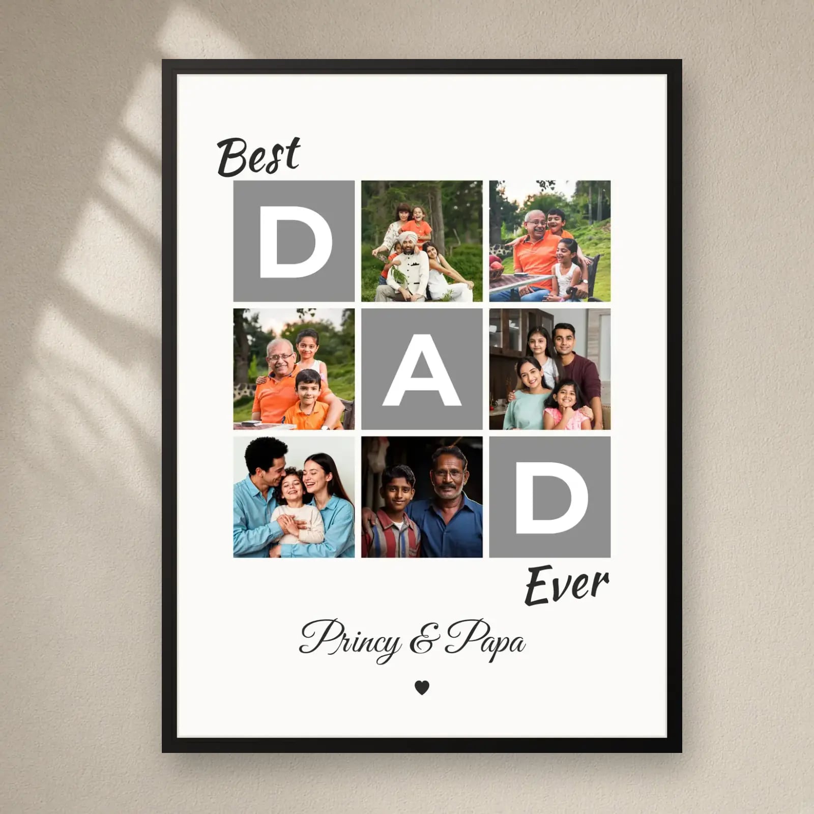 Best DAD Ever Frame — 6 Photos on a plain wall