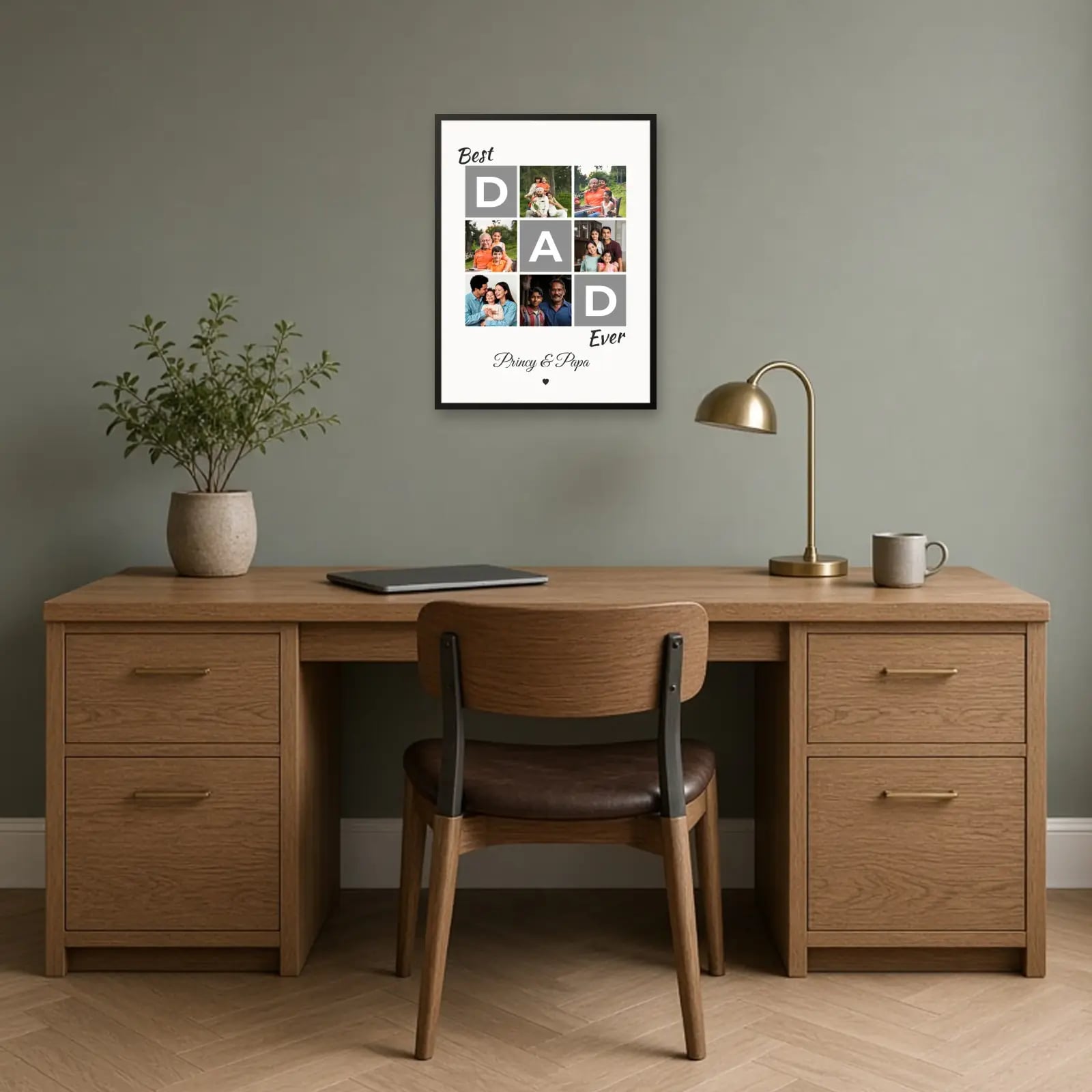 Best DAD Ever Frame — 6 Photos above a desk