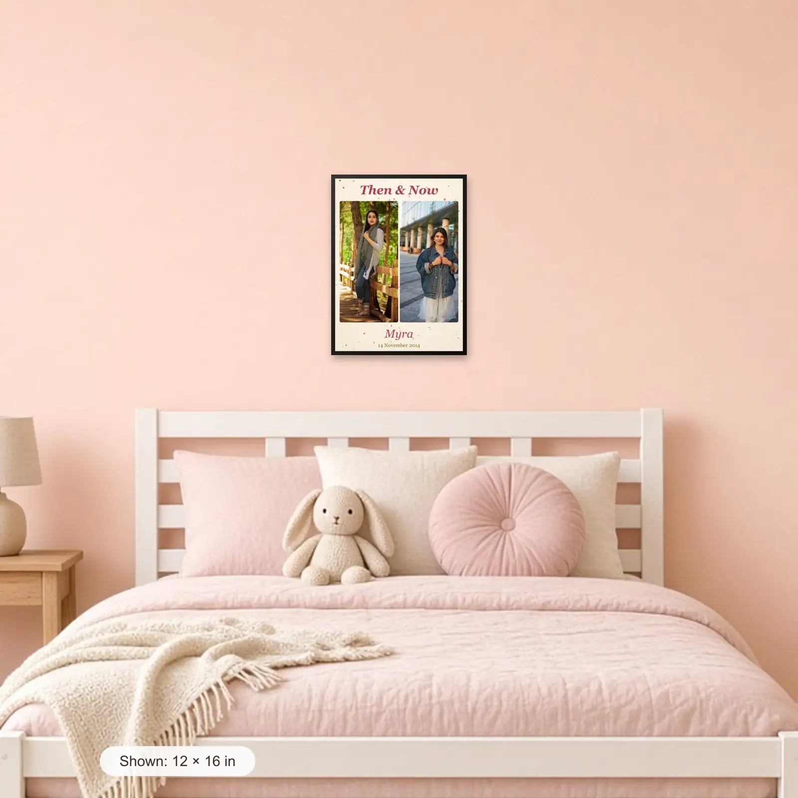 Birthday Then & Now Frame in a kids room