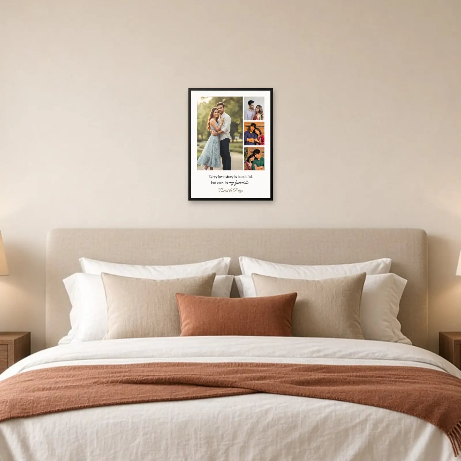 Every Love Story Frame — 4 Photos above a bed