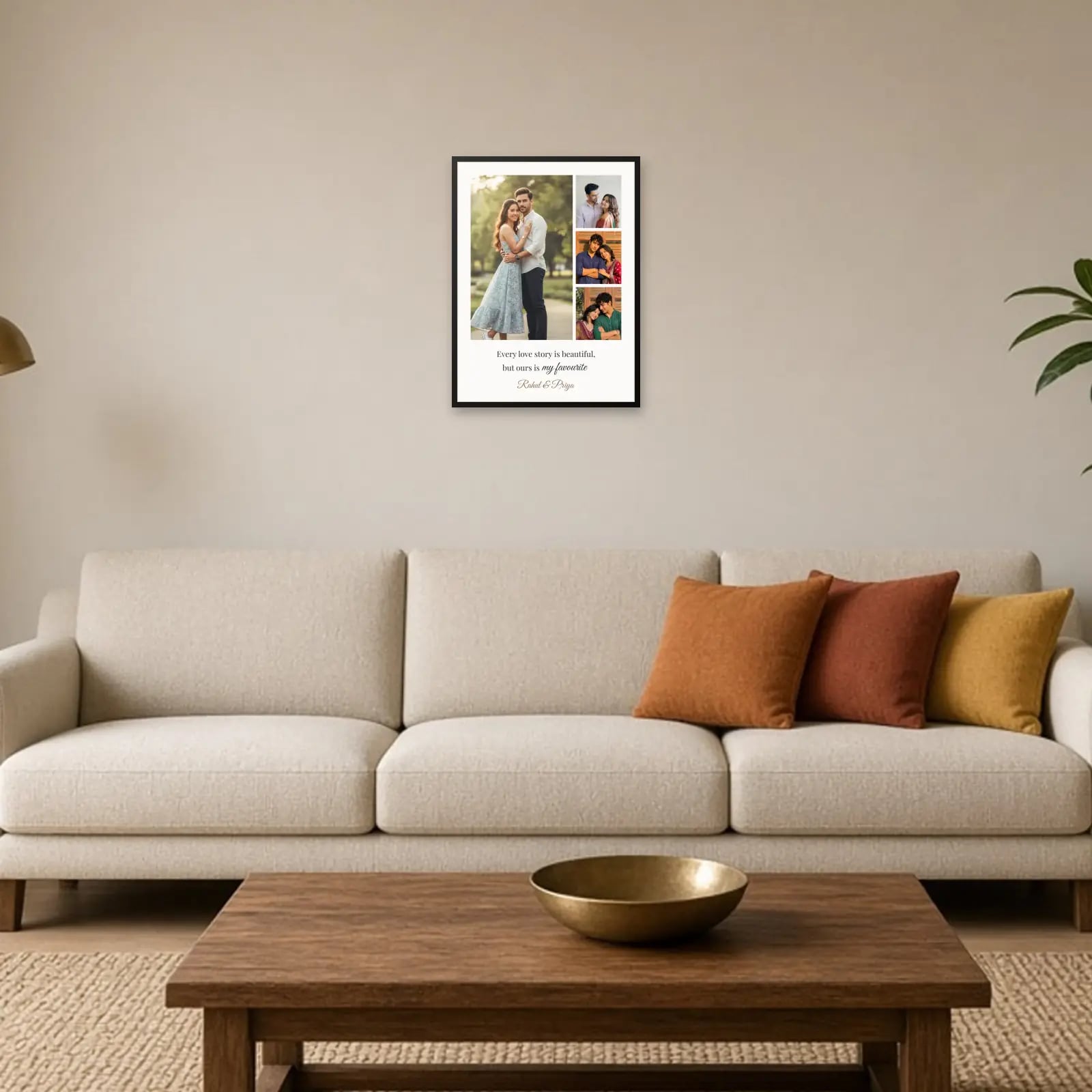 Every Love Story Frame — 4 Photos above a sofa