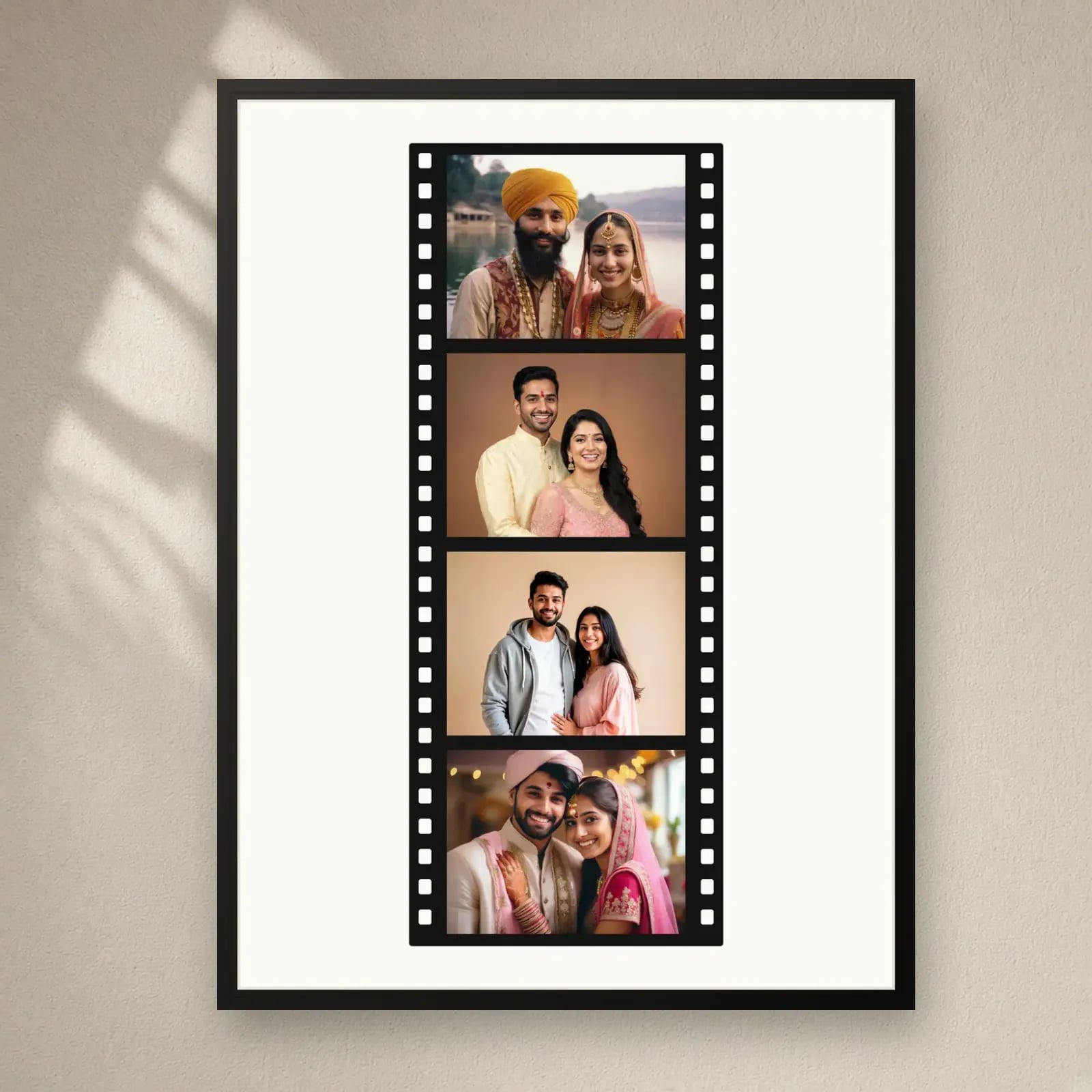 Film Strip Photo Frame — 4 Photos on a plain wall