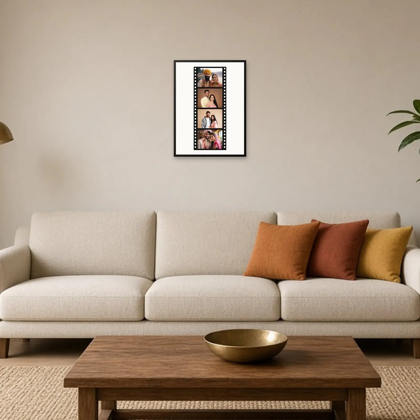 Film Strip Photo Frame — 4 Photos above a sofa
