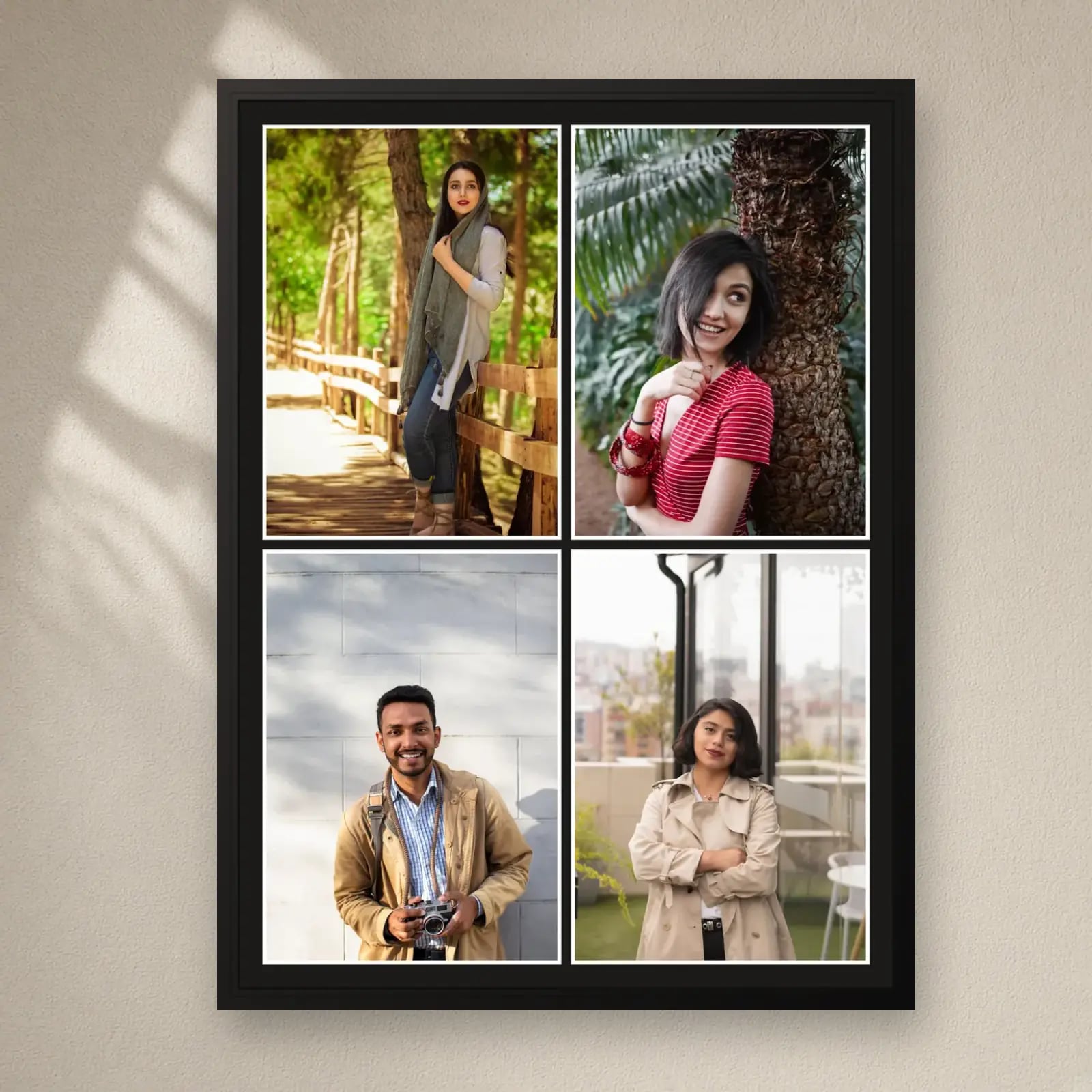 Four Photo Grid Frame on a plain wall
