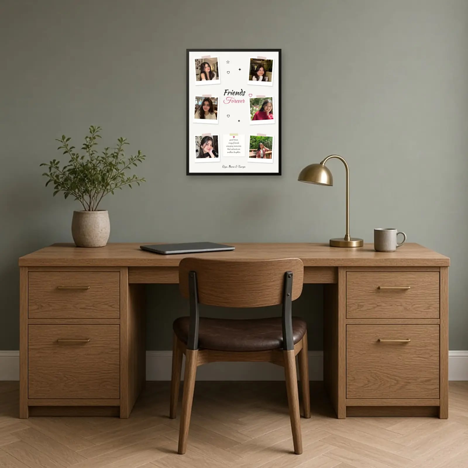 Friends Forever Polaroid Frame — 6 Photos above a desk