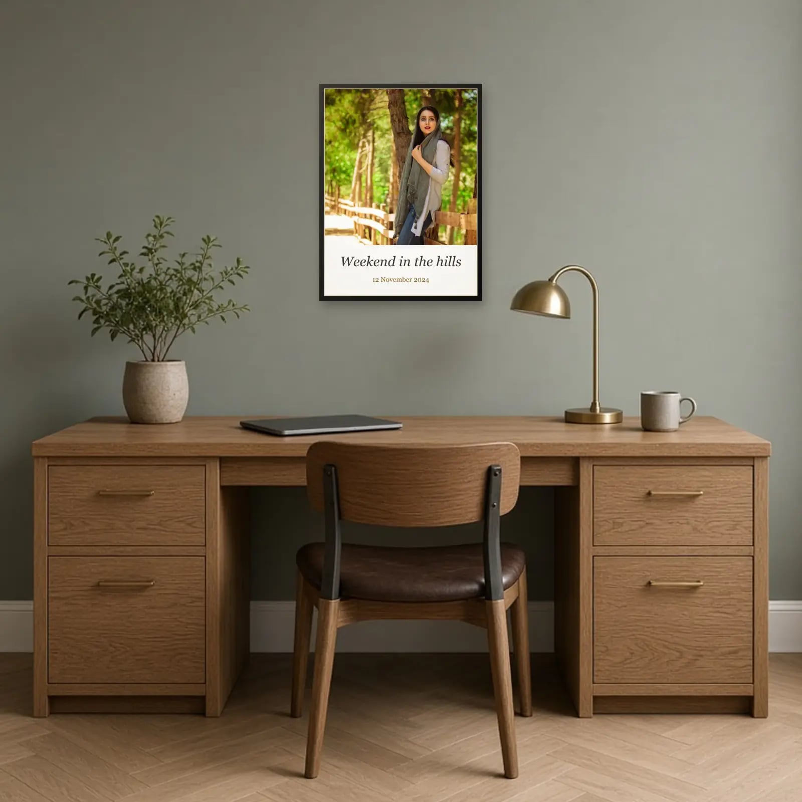 Magazine Style Photo Frame above a desk