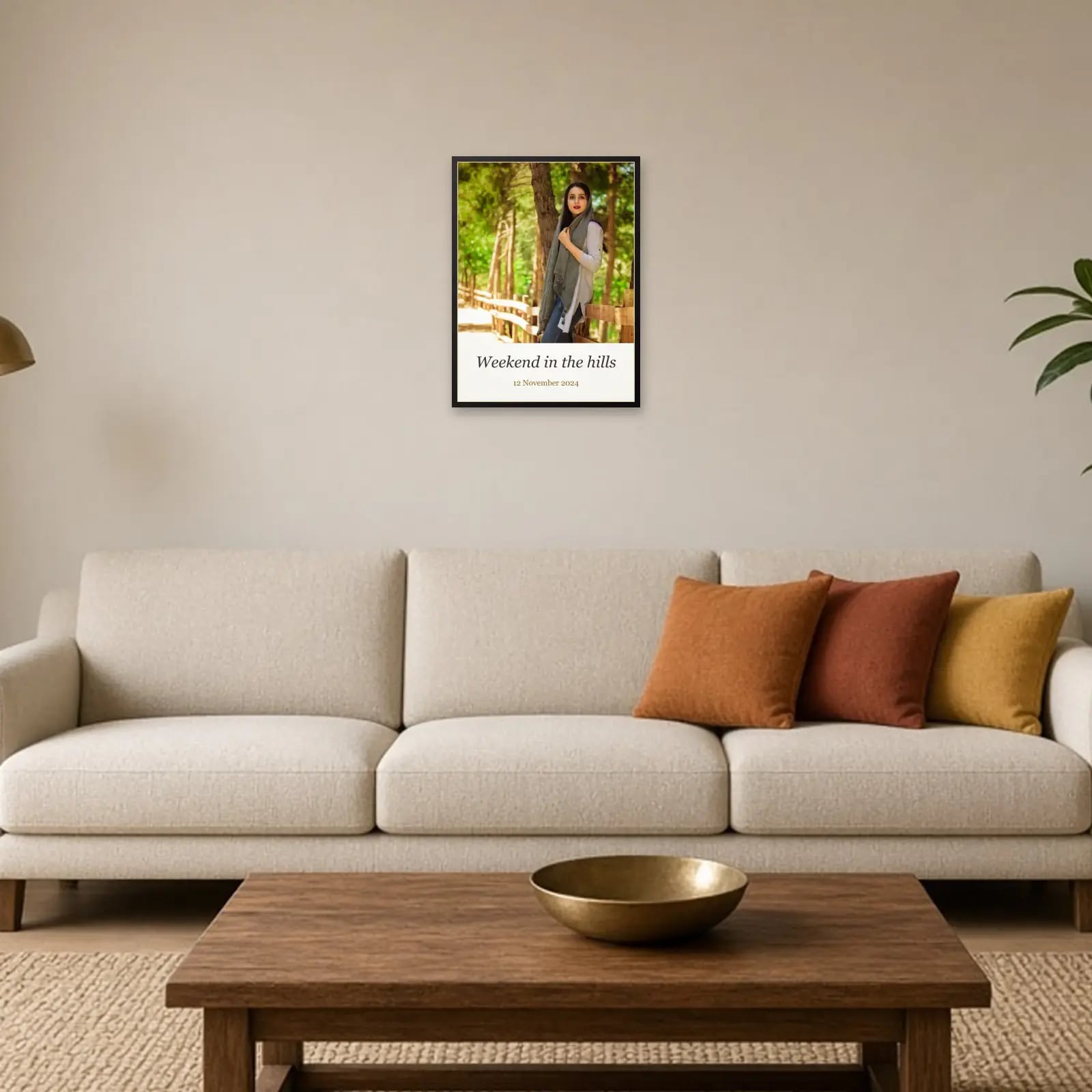 Magazine Style Photo Frame above a sofa