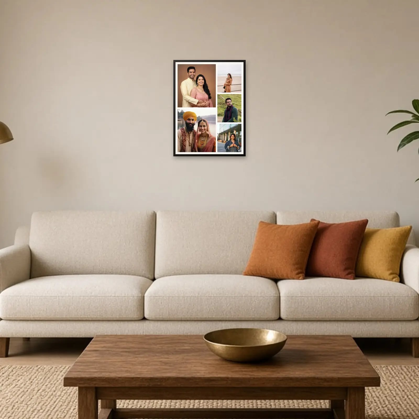 Moments Collage Frame — 5 Photos above a sofa