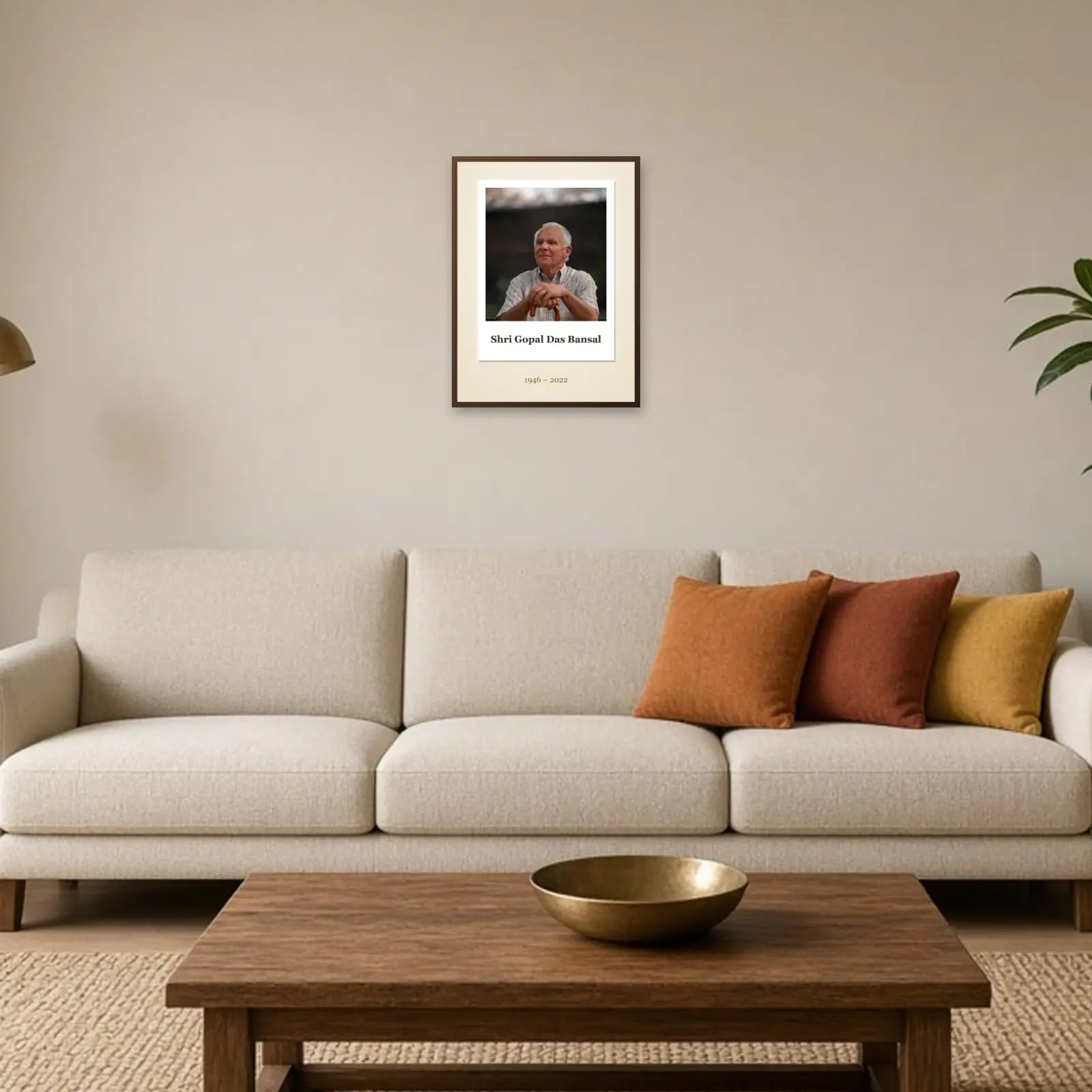 Never Forgotten Memorial Frame above a sofa