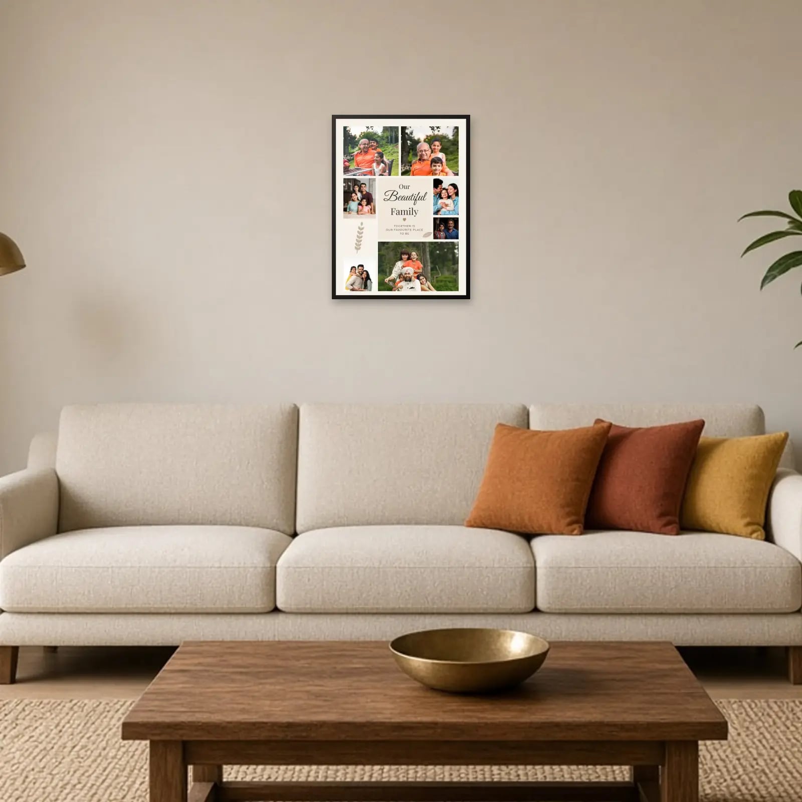 Our Beautiful Family Collage — 7 Photos above a sofa