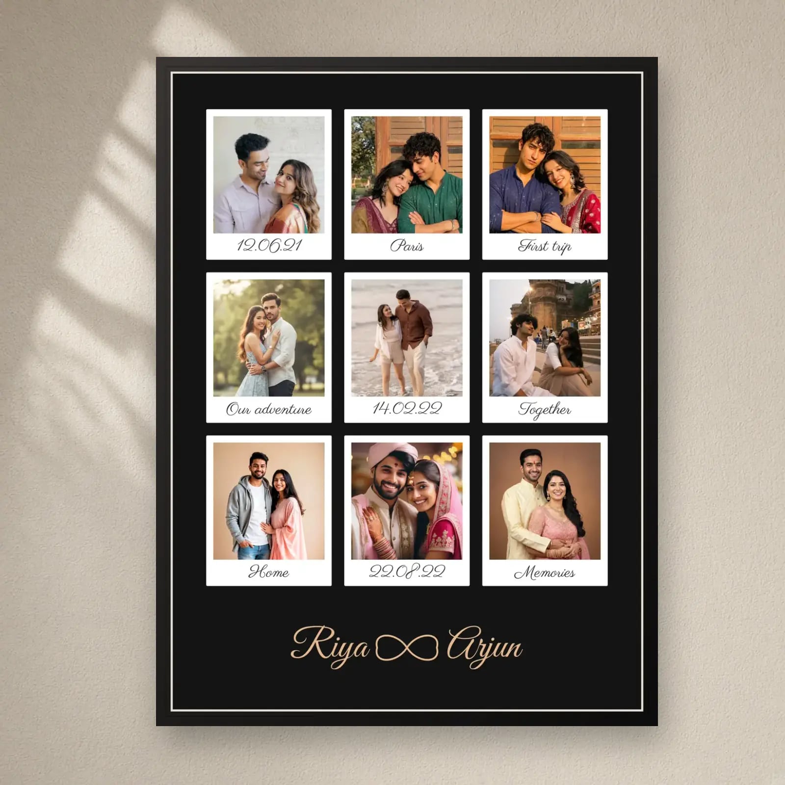 Polaroid Memories Infinity Frame — 9 Photos on a plain wall