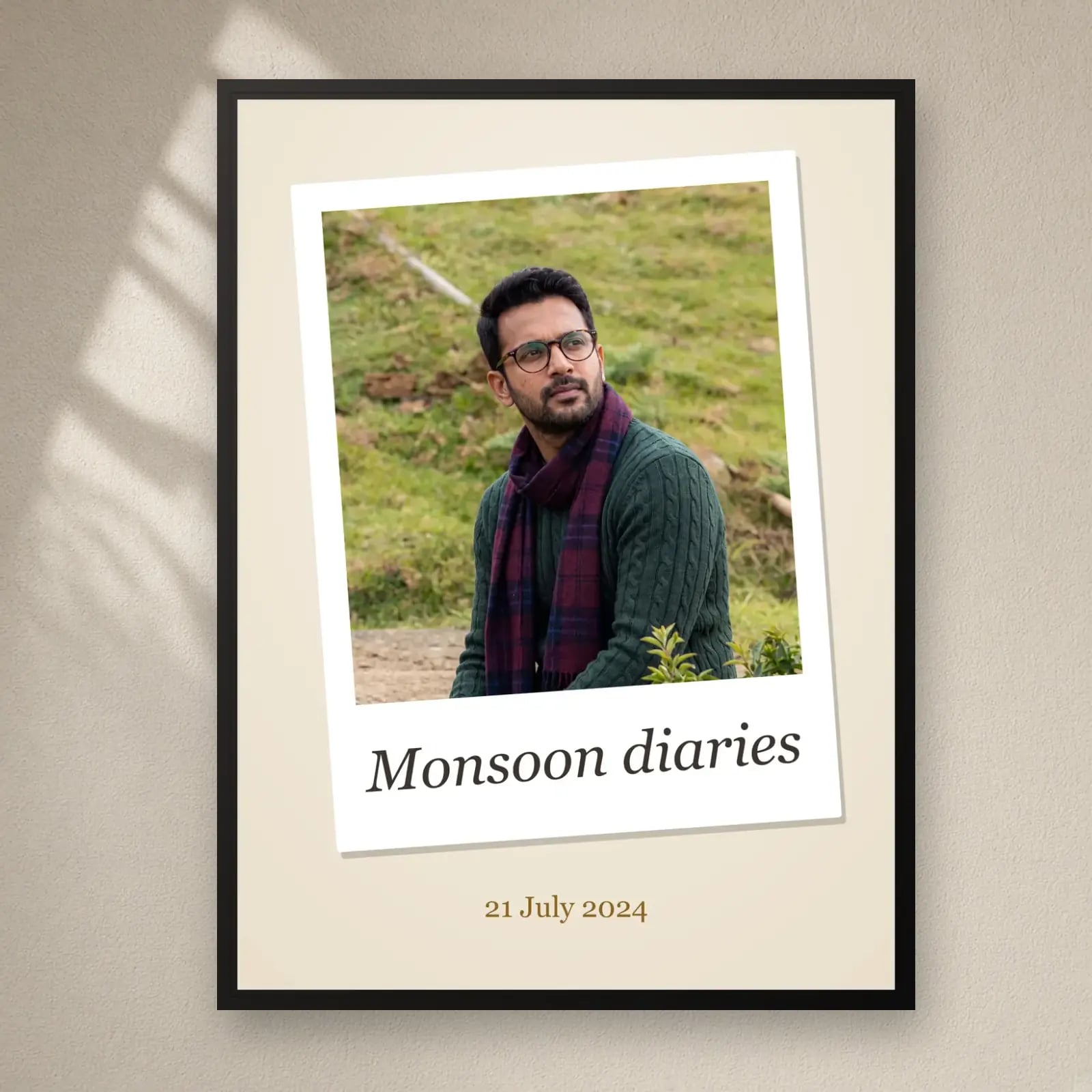 Tilted Polaroid Photo Frame on a plain wall