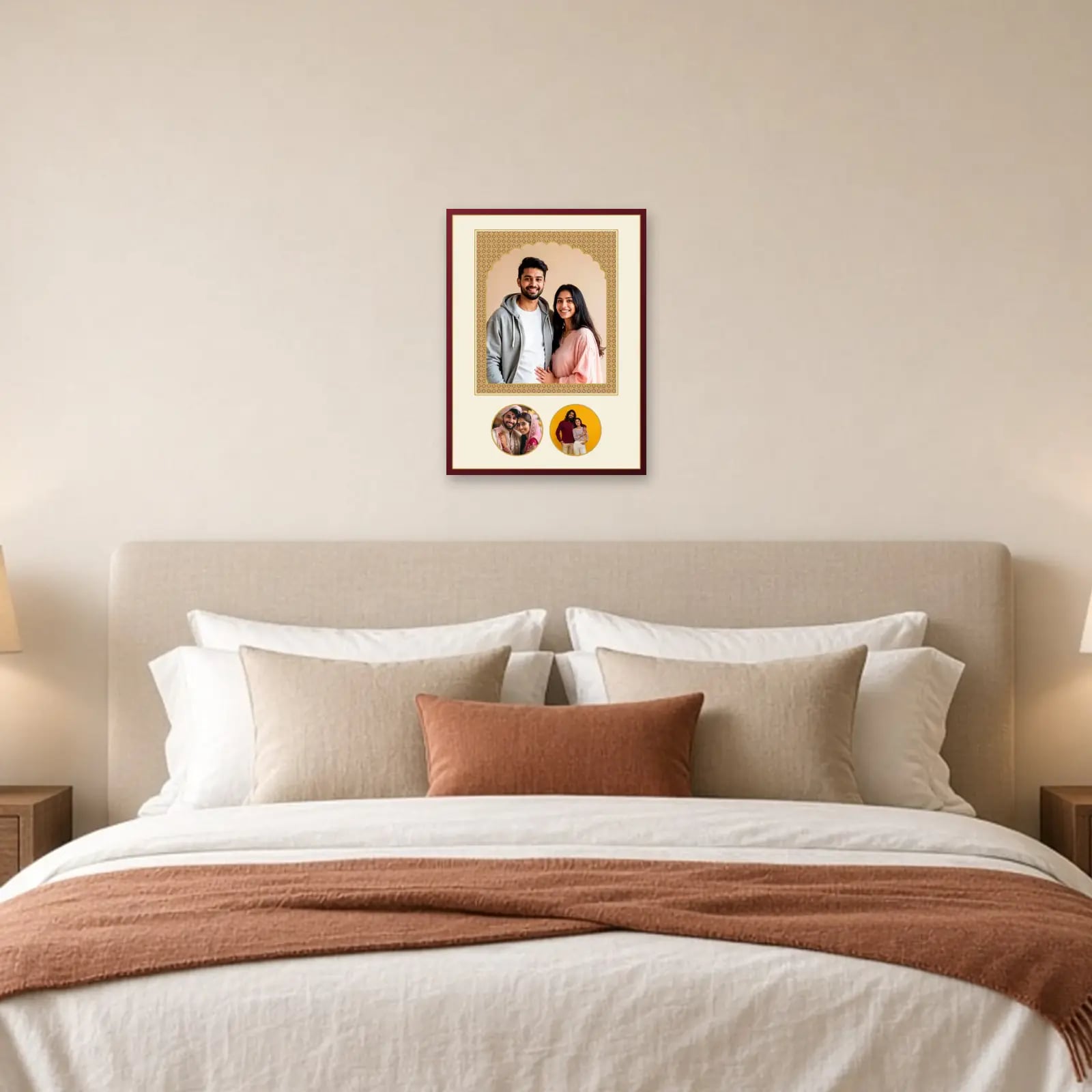 Royal Jharokha Wedding Frame above a bed