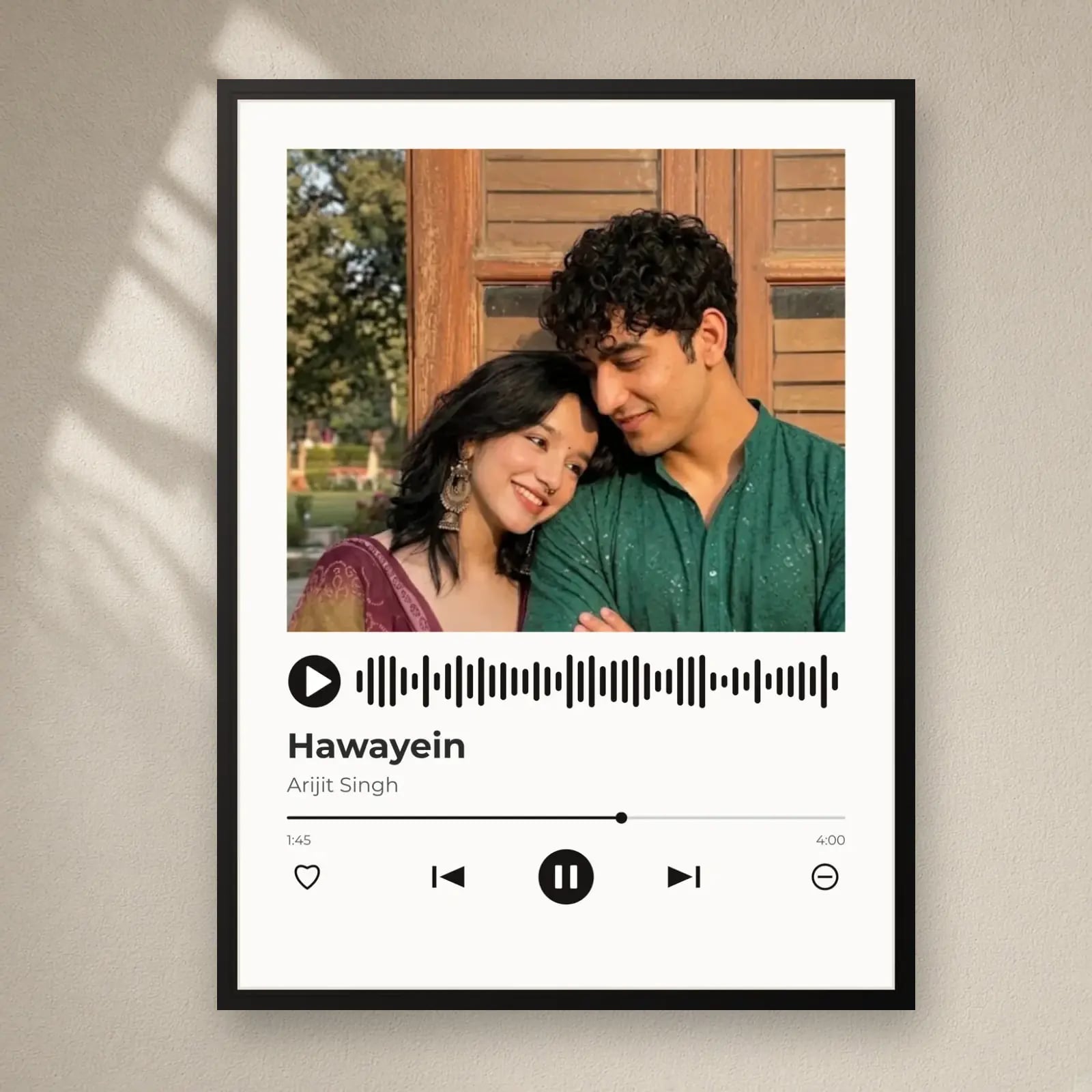 Song Player Photo Frame on a plain wall