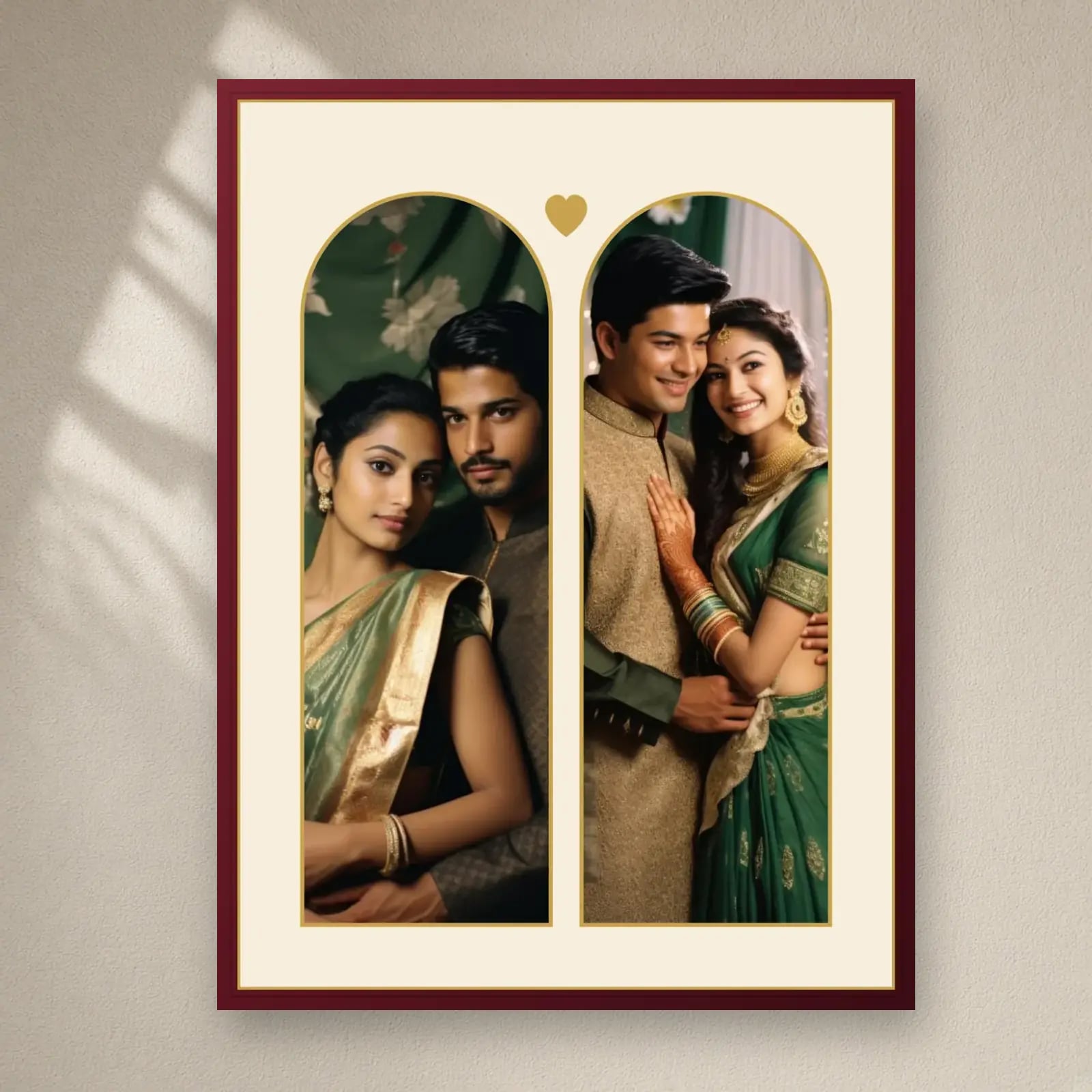 Then & Now Arch Couple Frame on a plain wall