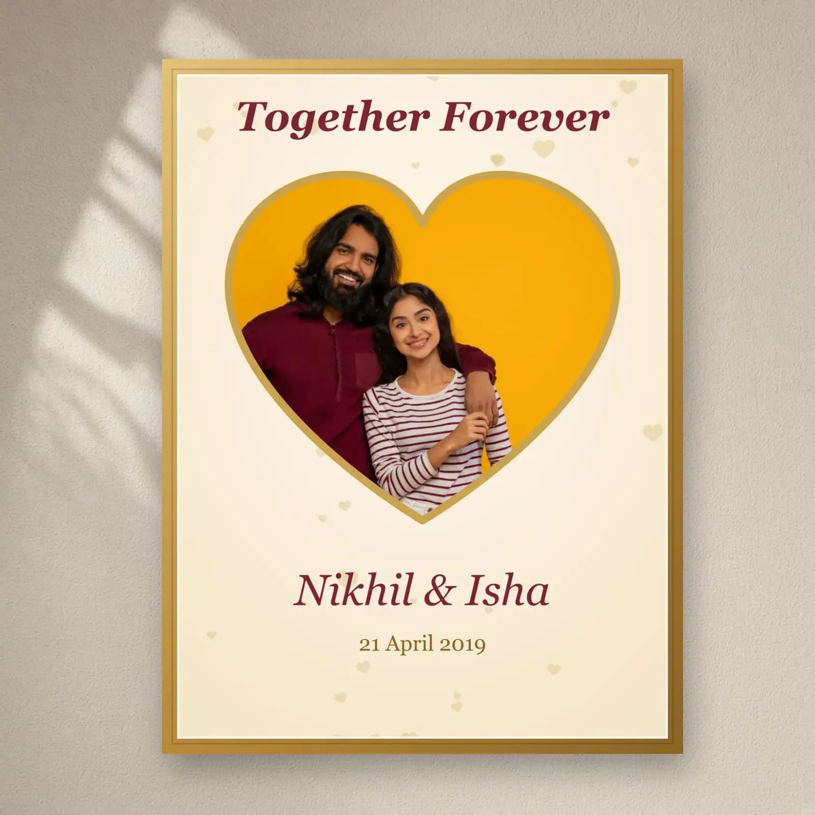 Together Forever Heart Frame on a plain wall