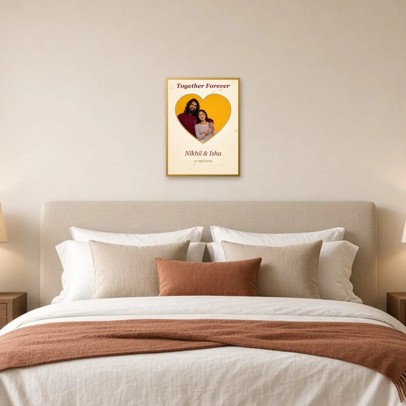 Together Forever Heart Frame above a bed